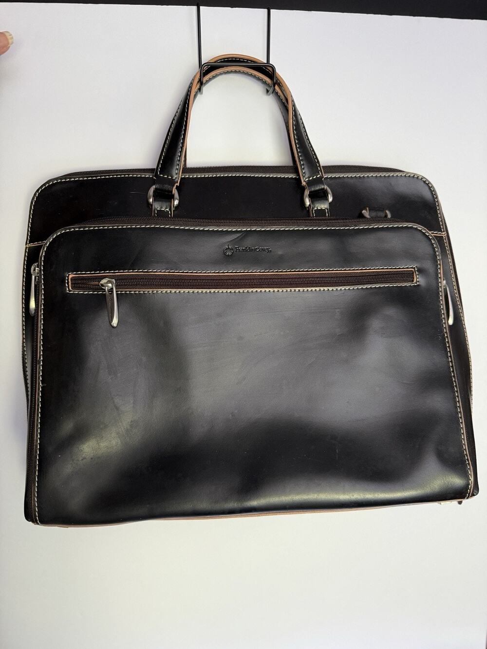 Vintage Franklin Covey Black Leather Laptop Briefcase 720455 Detachable Case
